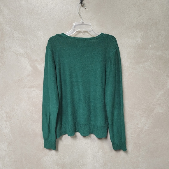 Women's Chaps Forest Green Long Sleeve Cable Knit Sweater Size Large - Picture 4 of 6